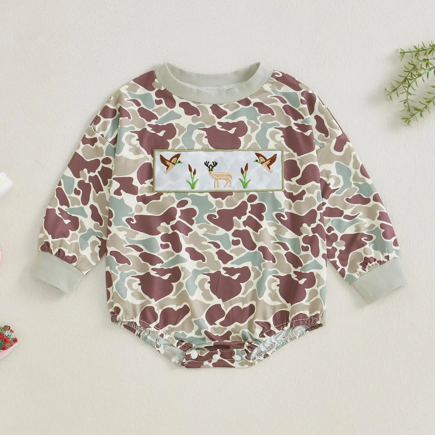 Baby Boys Duck Hunting Clothes Long Sleeve Camoflage Sweatshirt Romper Infant Fall Winter Outfits