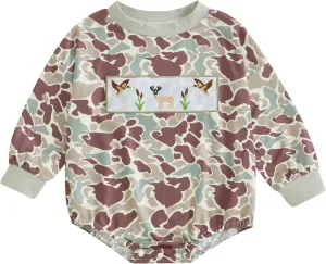 Baby Boys Duck Hunting Clothes Long Sleeve Camoflage Sweatshirt Romper Infant Fall Winter Outfits