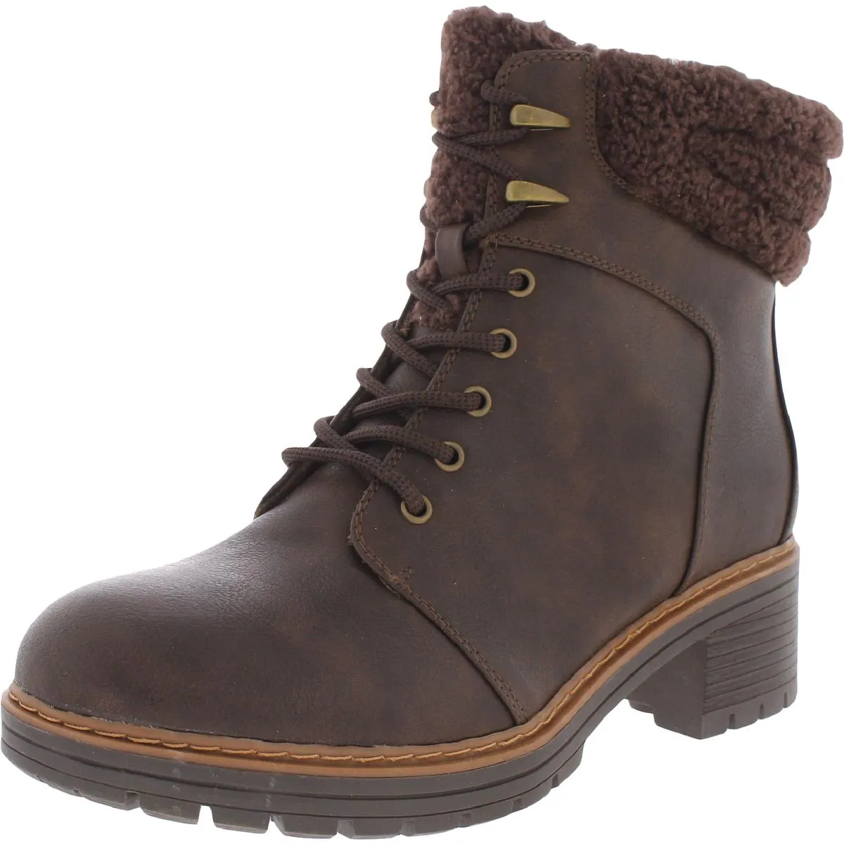 Baretraps Womens Akira Faux Leather Combat & Lace-up Boots
