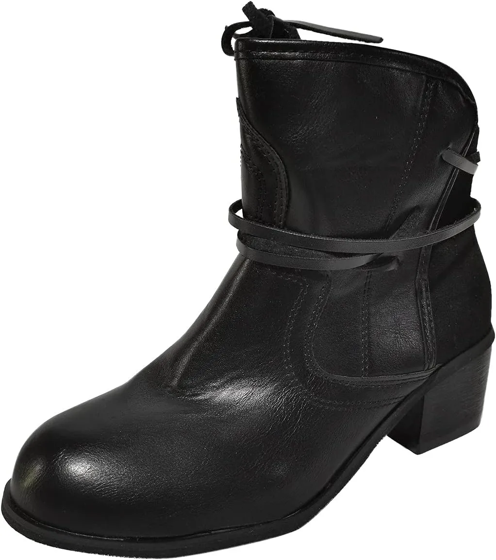 Cowboy Boots for Women Western Cowgirl Ankle Booties Vintage Casual Suede Lace Up Shoes Chunky Heel Fall Dress Short Boots