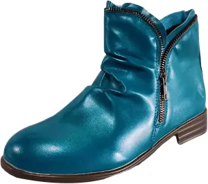 Cowboy Boots for Women Women's Ankle Retro Slouchy Casual Booties Zip V Cut Low Heel Short Cowgirl Ethnic Riding Western Boots