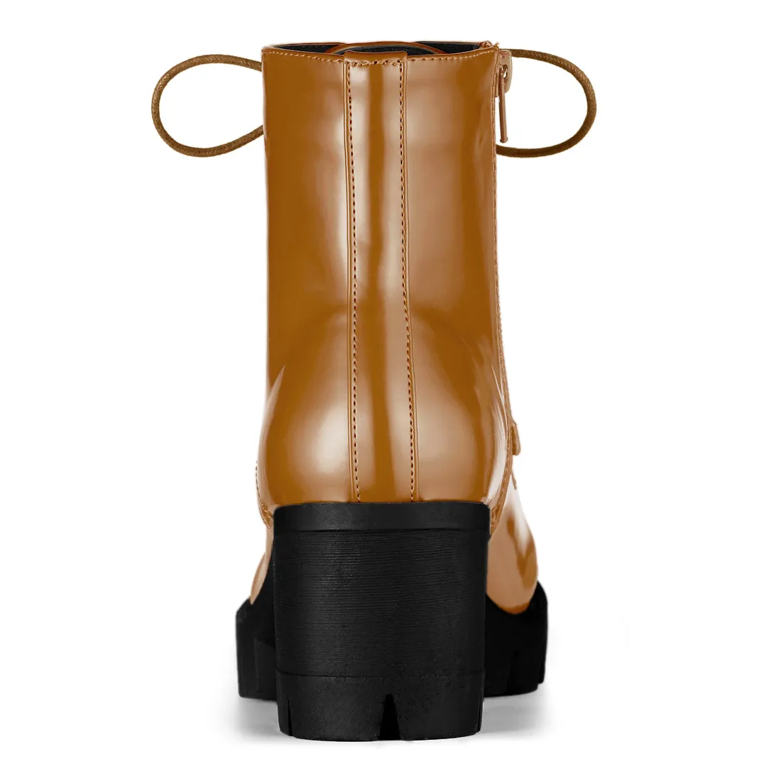 Lace Up Decor Side Zipper Platform Chunky Heel Combat Boots