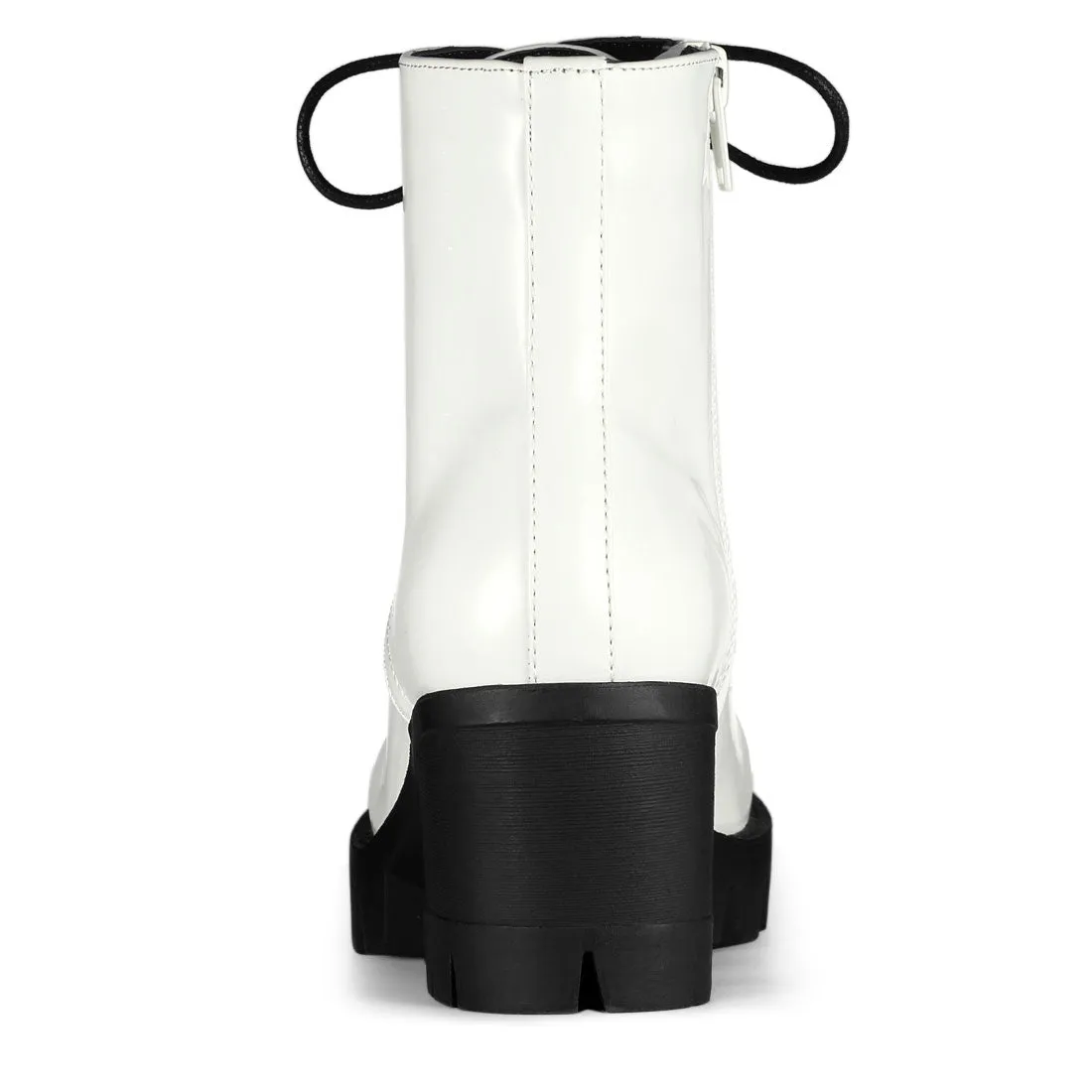 Lace Up Decor Side Zipper Platform Chunky Heel Combat Boots