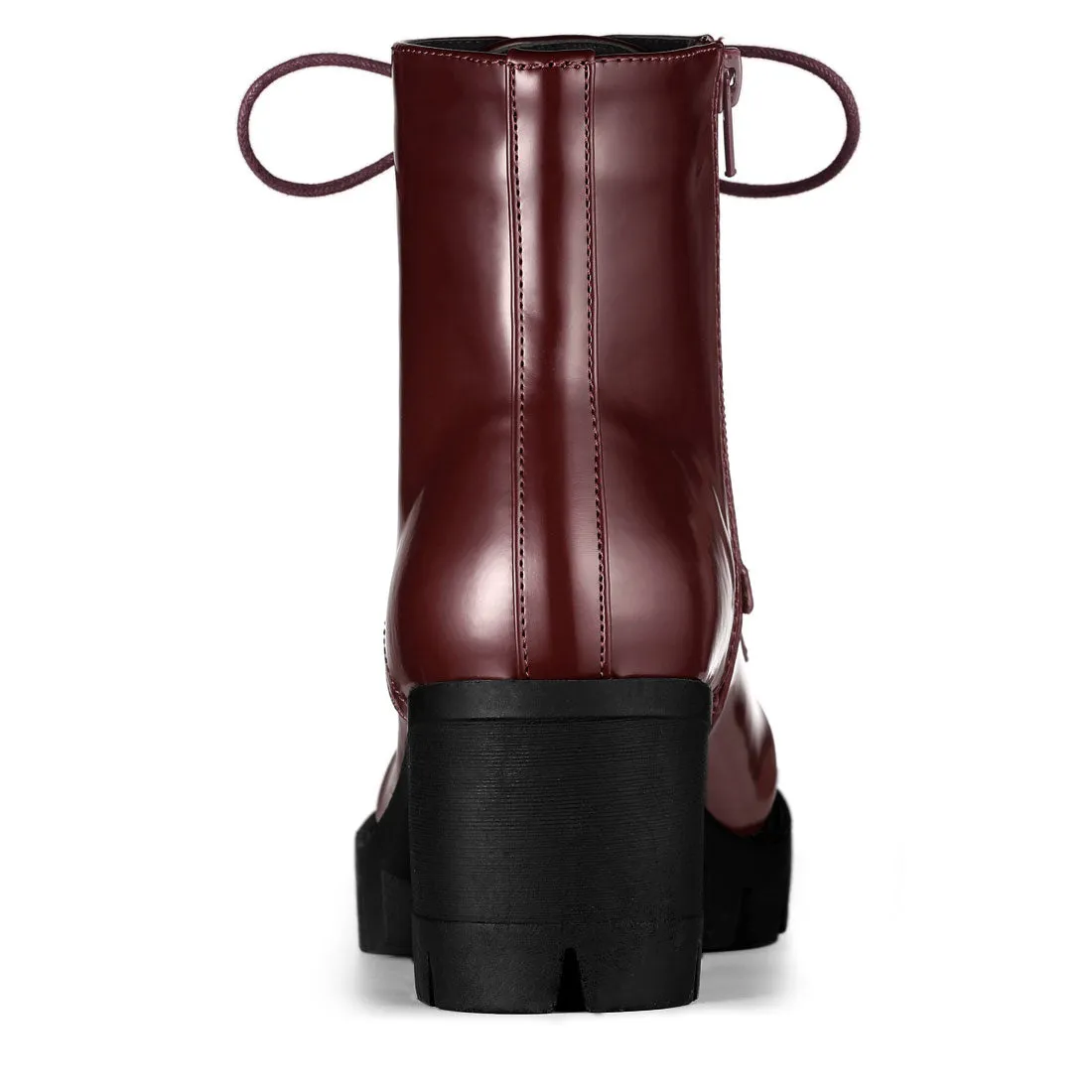 Lace Up Decor Side Zipper Platform Chunky Heel Combat Boots