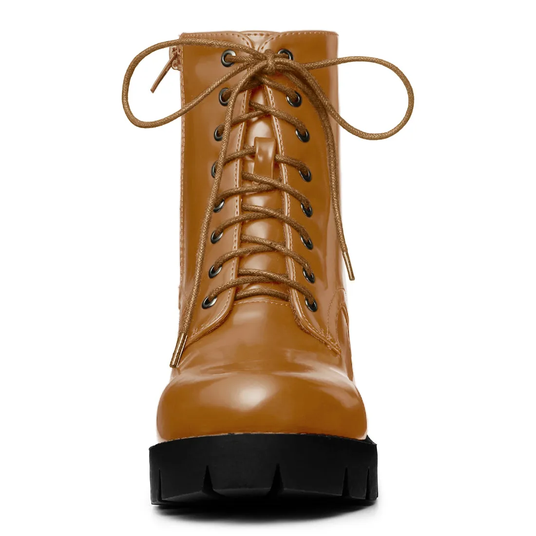 Lace Up Decor Side Zipper Platform Chunky Heel Combat Boots