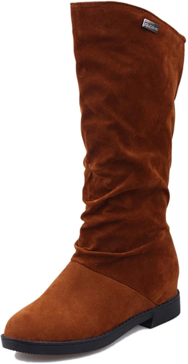 White Cowgirl Boots Suede Flats Thigh High Boots Pull On Knee High Boots Mid Calf Fall Winter Warm Boots